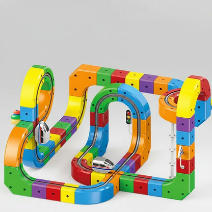 DIY Assembly Magic Track Train Building Block Multiple Shapes Kids STEM Educational Electronic Train Construction Tracks Toys