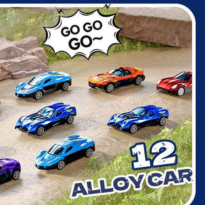 Dinosaur Transport Truck Toy Set with 10 Die-Cast Cars Launching and Transforming into Dinosaur for Boys